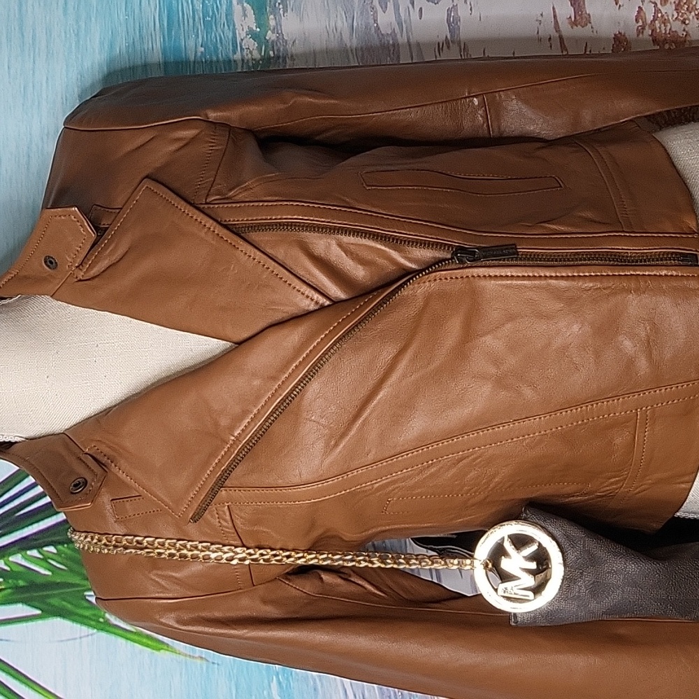 Michael Kors Brown Leather Jacket